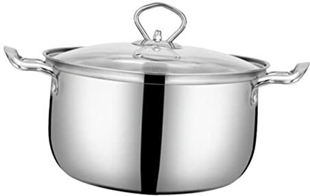 PRETYZOOM Marmite Inox Avec Couvercle Antiadhésive Et Anti-débordement Fond Double Pour Cuisson Uniforme Compatible Induction Et Gaz Pot Polyvalent Pour Soupe Et Lait