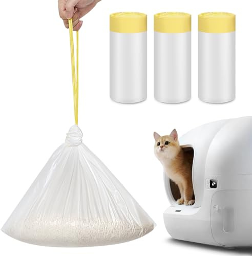 60 Count Cat Litter Box Liner Bags Replacement Compatible with PURA X/MAX, Thickened Heavy Duty 2.5 Mils Self-Cleaning Waste Drawer Liners Bags with Drawstring - 58 x 35cm