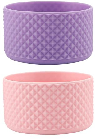 Pack of 2 Silicone Protective Case for Stanley Cup Accessories for Stanley Cup Silicone Protective Sleeve for Stanley Cup Accessories for 12-24 oz Cups Purple and Pink