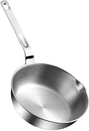 FytStycale 316 Stainless Steel Egg Frying Pan with Handle Cooking Eggs Sandwich Nonstick Pan Flat Bottom Skillet Mini Fry Pan with Spout Portable Camping Pot, Saucepan Cookware for Home, 12cm