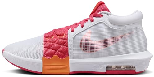 Lebron Witness 8 Basketball Shoes (FB2239-104, White/Bright Mandarin/Aster Pink) Size 12