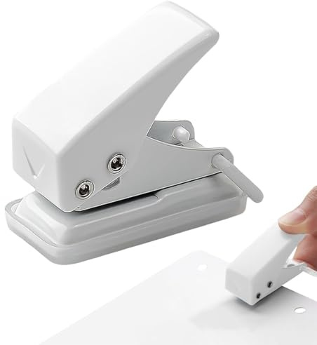 NJCXOLA Tragbarer Mini Einzellocher für Büro, Weiß, Schule und DIY Projekte, Locher für Ordner, Motivstanzer Kreis, Ideal für Fotoalben, Souvenirs und Lesezeichen