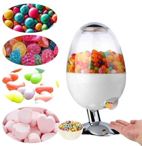 Automatic Candy Dispenser Transparent Acrylic Material Snack Storage Box 3 Dispensing Options Suitable for Nuts, Coffee Beans(White)