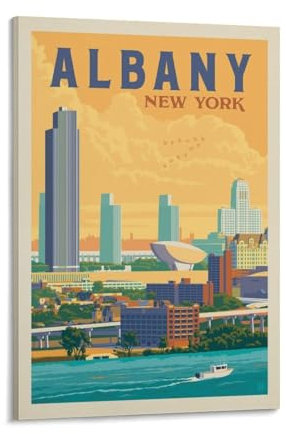 Amerika-Vintage-Reiseposter, Albany New York, Wandkunst, Bild, Malerei, Poster, Leinwanddruck, Poster, Kunstwerke, Raumdekoration, 20 x 30 cm