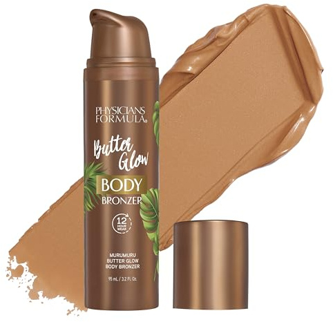 Physicians Formula Butter Glow Body Bronzer, Abbronzante Corpo Istantaneo, 12 ore di Tenuta, Formula Impermeabile e Antitrasferimento con Burri Amazzonici, Ammorbidisce e Idrata la Pelle, Light/Medium