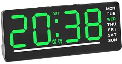 ThreeH orologio digitale per camera da letto orologio da scrivania sottile a LED con display data/temperatura interruttore 12/24H, verde