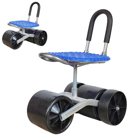 Rollbarer Gartenwagen - Rollsitz Werkstattwagen | Rollsitz Gartenwagenrollsitz Aus Stahl PP 46x32x23-35cm | Höhenverstellbar 360° Drehbar Bequem Stabil Für Gartenarbeit Außenbereich Senioren