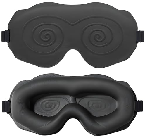 3D Sleep Mask, 100% Lichtblockierung, Polyester + Memory-Schaummaterial Sleeping Mask, Eye Patches mit 50-68cm Verstellbarem Band, Augenmaske mit Ohrstöpseln, Schlafmasken,für Schlaf (Schwarz)