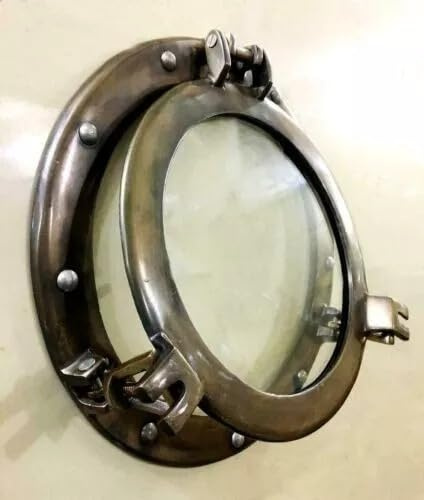 Vintage 17-Window Antique Ship Glass Wall Décor Porthole Canal Boat Porthole