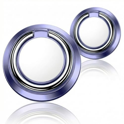 Hopzab 2 Pcs Phone Ring Holder 360° Adjustable Rotating Mobile Phone Loop Universal Mobile Finger Kickstand Single-sided Magnetic Finger Grip Ring for All Smartphones(Purple)