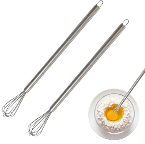 JUGUTA Lot De 2 Petits Fouet Cuisine En Acier Inoxydable - Mini Fouet Pour Tasses, Fouet Robuste - Petit Pour Faire Mousser, Fouetter Et Remuer La Crème