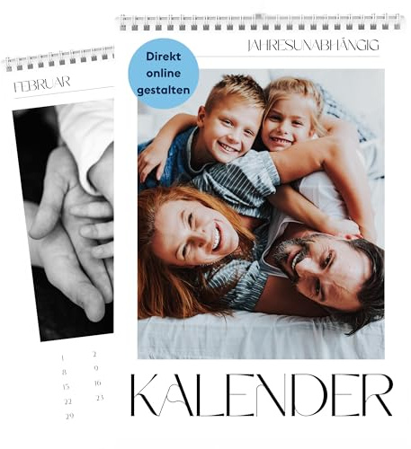 Fotokalender online gestalten I Mit eigenen Fotos selbstgestalten I Personalisierter Wandkalender A4 jahresunabhängig I Startmonat frei wählbar