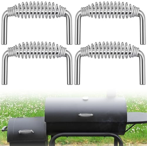 MorningRo 4 Pcs 5-3/8 Stainless Steel Spring Handle with 1/2 Steel Rod Heavy Duty Weldable Handle for BBQ Pits Trailers, Custom Built Grills, Wood Stove, Smoker, Cabinets, Custom Metal Projects