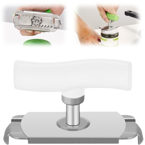 Dosenöffner aus Edelstahl, 2026 Neu Flaschenöffner für Senioren, Manuell Flaschenöffner, Einstellbarer Glasöffner Schraubdeckelöffner Deckelöffner Stainless Steel Jar Openers Küchen Gadgets (Weiß)