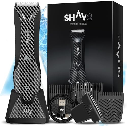 Intimrasierer Mann, Haartrimmer Herren, Rasierer Herren Intimbereich, Körperrasierer, 2-in-1 Bodygroomer, Shav 2, wasserdicht, nass trocken, LED, USB-C, hautfreundlich, 120 Min Akku (Carbon)