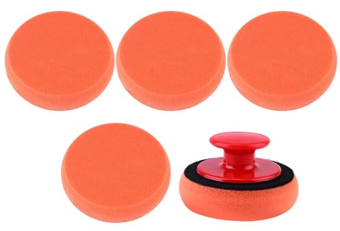 NIYANGLE Kit 6 Pezzi Tamponi Lucidanti in Spugna per Ceratura Auto Manuale con Impugnatura Elastica, Strumenti per Applicazione Uniforme Cere e Lucidanti, Accessori per Manutenzione