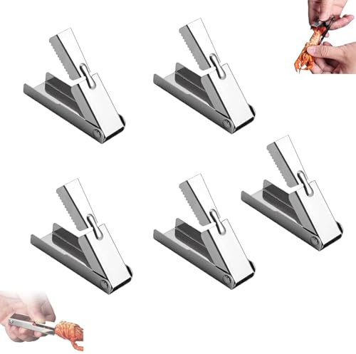 Crawfish Peeler Tool, Stainless Steel Crawfish Peeler Tool, Crayfishes Shelling Device Shrimp Peeler, 𝐂𝐫𝐚𝐰𝐟𝐢𝐬𝐡 Tail Remover Seafood Tool, Easily Peeling Shrimp Tail Off (5pcs)