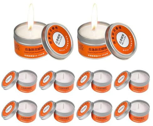 Emergency Candles Long Burning | 80G Survival Candles Bulk | 10PCS 26-30 Hours Emergency Disaster Candle Long Lasting | Windproof Tin Cans Wax Candle Survival for Camping, Power Outage & Typhoon