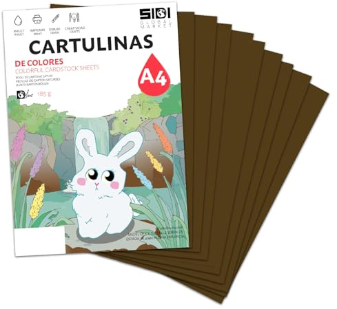 Karton A4 Braun 185 g Kartonpapier für Bastelarbeiten, Scrapbooking, Inkjet- und Laserdrucker, Schule und Unterricht – SIDI (braun, 25h)