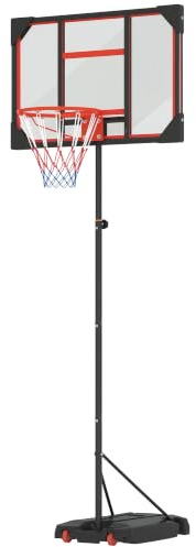 AIYAPLAY Basketball Hoop Outdoor, Height Adjustable 210-260cm, Wheels | Larger base, hoop and stand, for ages 6+, red