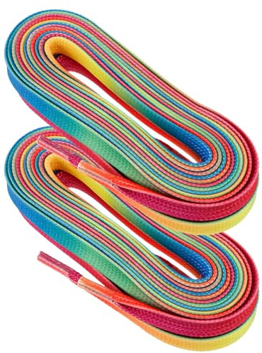 LIFKICH Lacets de Patins à Glace Hockey Cirés 1 Paire 243 Cm | Polyester Ciré, Finition Dégradée Arc-en-ciel, pour Speed Skates et Bottes