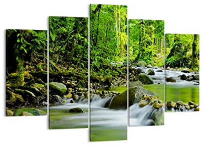 ARTTOR Leinwandbild 150x100cm Wandbild Landschaften Wald - 0174 | Strom Natur Mehrteilige Groß XXL Wanddekoration Wohnzimmer Schlafzimmer Wanddeko Wand Kunstdruck Wandkunst Wall Decor ARTTOR
