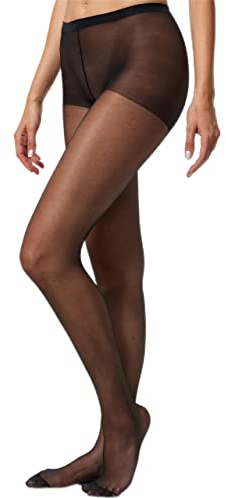 Endast 3-pack silkesfina 15 DEN fina strumpbyxor, silkeslent glänsande utseende, komfortlinning, slittålig, transparent dam, svart, M