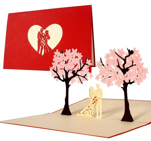 Hochzeitskarte Glückwunsch und Einladung, Edel, Elegant, originell, Geschenk, Mitbringsel Hochzeit, Glückwunschkarten, Hochzeitskarten mit Umschlag, Pop Up Karte, L10