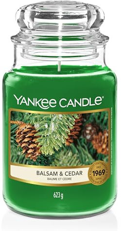 Yankee Candle Scented Candle | Balsam & Cedar Large Jar | Long Burning Candles: up to 150 Hours | Perfect Christmas Gifts for Women