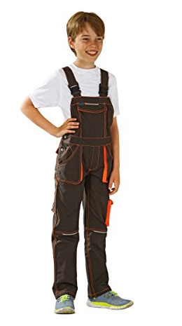 Planam 6122 Junior Latzhose - Farbe: Olive/Orange - Größe: 146