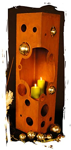 Feuersäule Bubbles Edelrost Rost Metall Gartendeko Garten Stele Fackel Feuer Säule