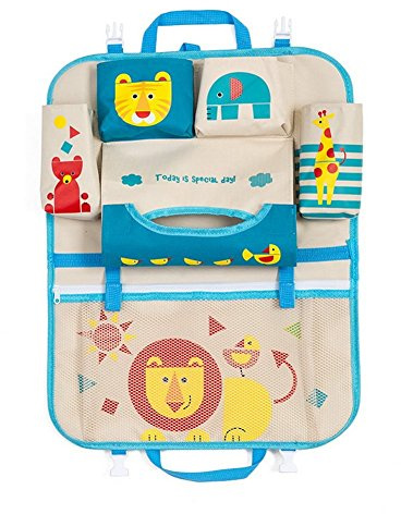 DoMyfit Organiseur de siège de voiture pour accessoires de voyage de bébé et enfants Sac de rangement à suspendre Protection de l’arrière du siège