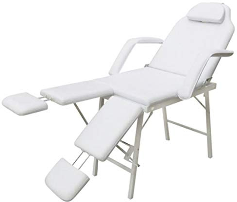 Tidyard Fauteuil de Soins Fauteuil de Massage (inclinable et Pliant) avec Revêtement Imperméable Blanc