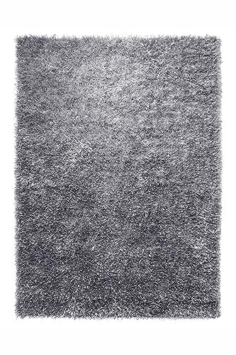 Esprit Home, Moderner Hochflor Teppich - Läufer aus Polyester für Wohnzimmer, Flur, Schlafzimmer, Cool Glamour (70 x 140 cm, grau)
