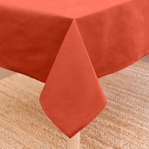 Encasa 100 % bomullsduk bordsduk med tegel enfärgad och rektangulär storlek 140 x 180 cm, 4 till 6-sits för matbord höstdekoration, halloween och julfestivaler – maskintvättbar