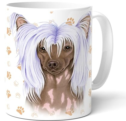 power gift CHINESE CRESTED - Kaffeetasse, Becher mit Text und Zeichnung. Teetasse aus hochwertiger Keramik. Kaffeebecher mit Henkel. Mehrwegbecher. Praktisches Geschenk.