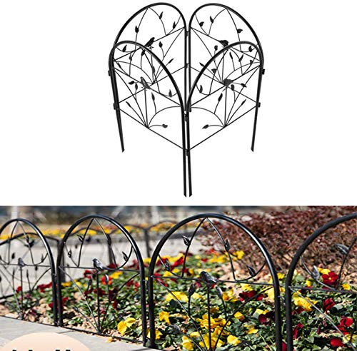 Clôture En Bois De Jardin, 4 Pièces Bordure De Jardin Clôture Décorative, Antirouille Fer Forgé Extérieur Bordure D'usine Clôture De Bordure De Pelouse Pour La Décoration De Jardin Parterre De Fleurs