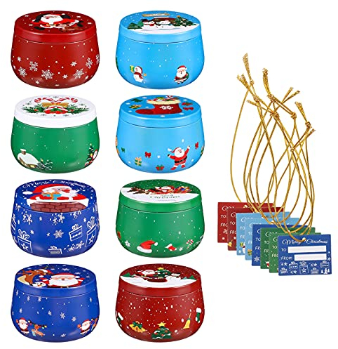 Cabilock 8stück Weihnachten Keksdose Set: Metall Weihnachtsdosen Keksdose Metall Blechdose Mit Deckel n Blech Weihnachten Classic X-mas Kleine Plätzchendose