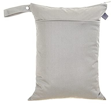 Treer Windeltasche Wasserdichte 30 * 40cm Trocken und Nasstaschen Baby Einfarbig Wetbags mit Reißverschluss, Windeltasche Kleinkind Stoffwindeln Hängende Organiser Beutel (Grau)