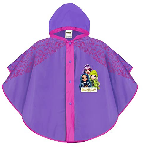 PERLETTI Rainbow High Violett Kinder Regenponcho Wasserdicht Violett - Lila Regenjacke für kleine Mädchen aus EVA - Regen Cape Mädchen mit Knöpfe und Diamantmuster Kapuze