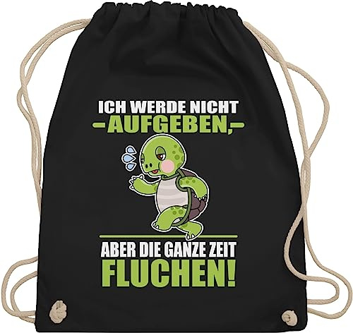 Turnbeutel Rucksack - Sprüche Statement - Ich werde nicht aufgeben aber die ganze Zeit fluchen! - weiß - Unisize - Schwarz - mit aufschrift fluchen beutel statements beutelrucksäcke sprüchen￼
