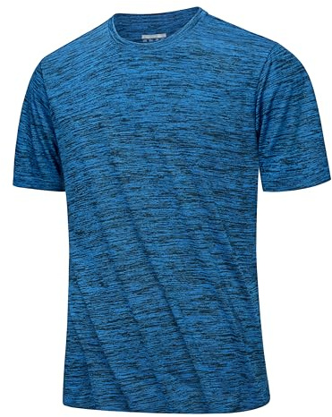 MAGCOMSEN Camisetas Manga Corta Hombre Secado Rápido Ligeras para Gimnasio Entrenamiento Running Deportiva Transpirable Fitness Ropa Azul medio, XL