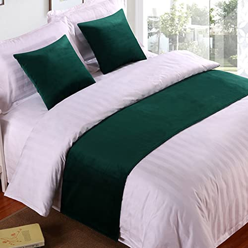 Runner Letto Matrimoniale in Morbido Velluto Decorazione Biancheria da Letto Verde Lusso copriletto Runner per Letto Sciarpa Asciugamano estremità Letto per Hotel 210 x 50 cm