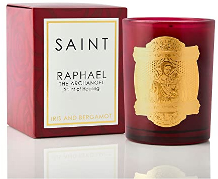 SAINT Raphael The Archangel Scented Candle with Prayer and Prayer Coin, Saint of Healing, Soy Coconut Aromatherapy Candle with 80 Hour Burn Time, Special Edition