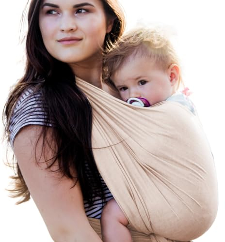 Hoppediz Baby-Tragetuch ab Geburt, Neugeboren bis Kleinkind, 100% Baumwolle, ultraleichtes Sommertuch, Hamburg frappé 4,60 m