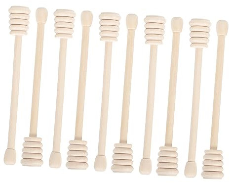 KICHOUSE 10pcs Wooden Honey Stir Stick Honey Dipper Sticks Stirrer for Coffee Tea Jam Housewarming