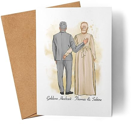 Kiddle-Design Pärchen Karte Personalisiert Goldene Hochzeit Silberne Hochzeit Silberhochzeit Jahrestag Jubiläum Glückwunschkarte Hochzeitstag