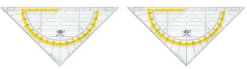 Wedo 525 Geometrie Dreieck 16 cm, Kunststoff, Hypotenuse, Facetten, Tuschenoppen, transparent (Packung mit 2)