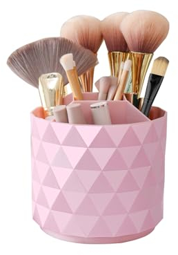 Nwvuop Make up Organizer 360° Drehbar Make Up Pinselhalter Kosmetikpinsel Aufbewahrung Kosmetik Organizer für Zimmer Decor Schminktisch, Schlafzimmer(Rosa)