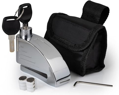 KEYD Motorbike Disc Lock, Bike Disc Brake Lock 110db with Keys and Carry Pouch, Hardened Steel Shock & Movement Sensors | Best Alarm Disc Lock for Motorbike, K808A